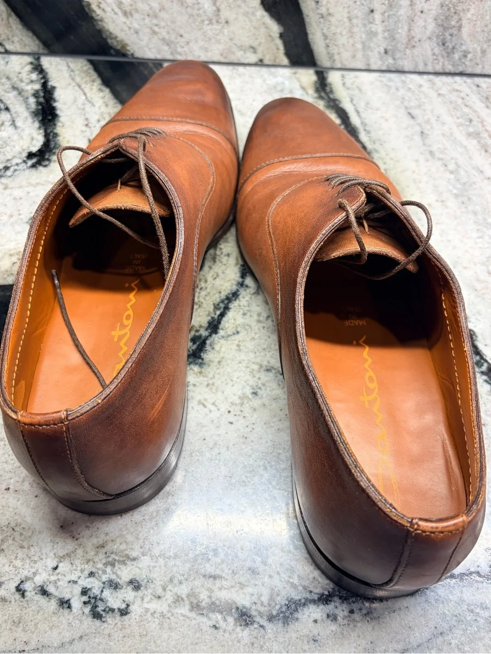 Santoni Darien Oxford Shoes Men’s US 10.5 UK 9.5 Brown Leather Made Italy